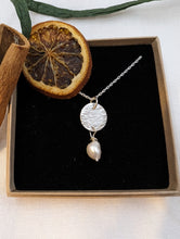 Load image into Gallery viewer, Handmade Textured Pendant with Pearl Drop

