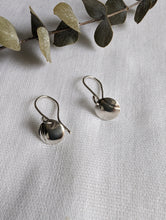 Load image into Gallery viewer, Round silver drop earrings with wavy textured design
