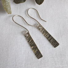 Load image into Gallery viewer, Silver Textured Bar Earrings
