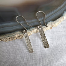 Load image into Gallery viewer, Silver Textured Bar Earrings
