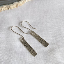 Load image into Gallery viewer, Bar earrings textured silver 
