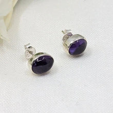 Load image into Gallery viewer, Amethyst Oval Sterling Silver Earrings
