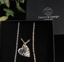 Load image into Gallery viewer, Silver heart shape pendant with hammered texture surface
