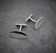 Load image into Gallery viewer, silver oval shape cufflinks with solid silver arms
