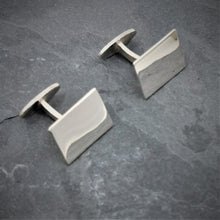 Load image into Gallery viewer, silver rectangular shape cufflinks with solid silver arms
