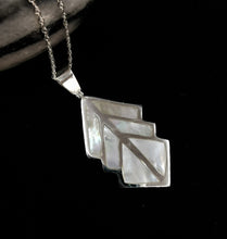 Load image into Gallery viewer, Mother of pearl and silver angular leaf shape pendant
