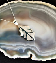 Load image into Gallery viewer, Mother of pearl and silver angular leaf shape pendant
