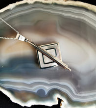 Load image into Gallery viewer, Mother of pearl and silver art deco style pendant in diamond shape
